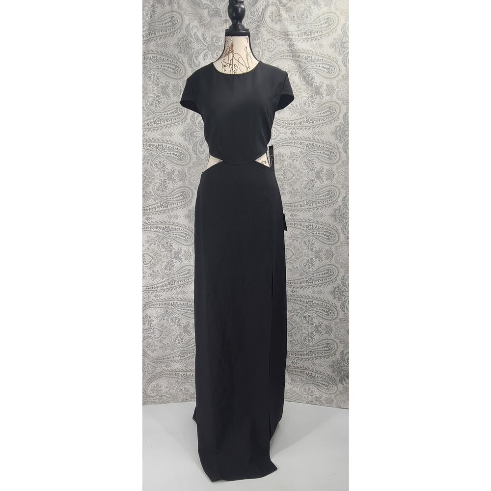Lulus Conversation Piece gown women's black maxi dress Sz Large Formal Black Tie - Picture 3 of 12